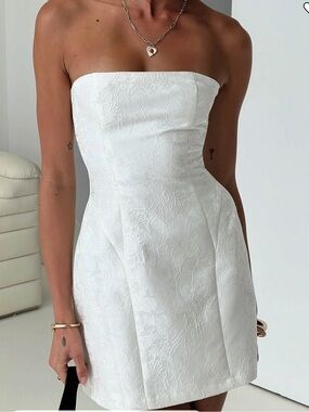 open lace back dress Rothea Mini Dress White Brodierie